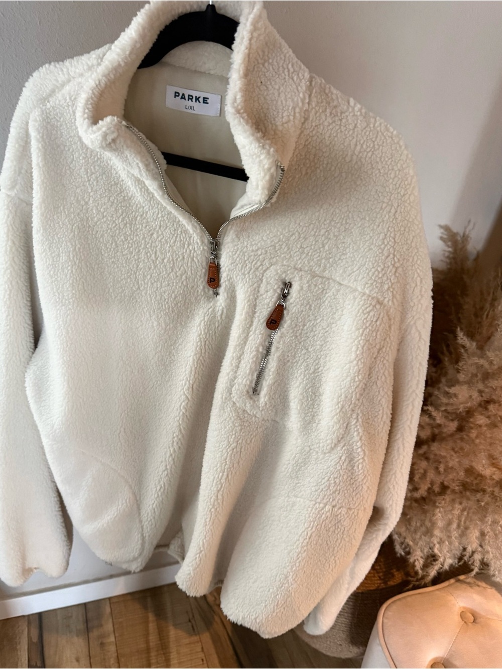 Parke Cream Sherpa Quarter-Zip Pullover